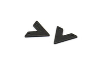 Black V Shape, 12 Oxidized Black Brass V Shaped Charms With 2 Holes (15x13x1mm) M01241