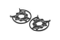 Black Pendant, 2 Textured Oxidized Black Pendants With 2 Loops, Charms, Findings (34x1mm) BS 2065 H1345