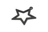 Black Star Charm, 4 Oxidized Black Brass Star Charms With 1 Loop (29x26x1mm) BS 2190 H1291