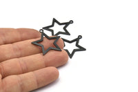 Black Star Charm, 4 Oxidized Black Brass Star Charms With 1 Loop (29x26x1mm) BS 2190 H1291