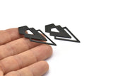 Black Triangle Charm, 4 Oxidized Black Brass Diamond Charms With 1 Hole (46x22x1mm) M01174