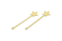 Brass Star Charm, 50 Raw Brass Star Charms With 1 Loop (40x9x0.80mm) M02049