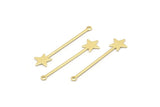 Brass Star Charm, 50 Raw Brass Star Charms With 1 Loop (40x9x0.80mm) M02049