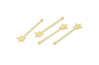 Brass Star Charm, 50 Raw Brass Star Charms With 1 Loop (40x9x0.80mm) M02049