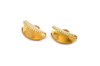 Gold Ribbon Crimp, 12 Gold Plated Brass Ribbon Crimp Ends With 1 Loop, Findings (13x8mm) D1164 Q0880