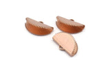 Rose Gold Ribbon Crimp, 4 Roe Gold Plated Brass Textured Ribbon Crimp Ends With 1 Loop, Findings (20x12mm) D0779 Q0746