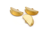 Gold Ribbon Crimp, 4 Gold Plated Brass Textured Ribbon Crimp Ends With 1 Loop, Findings (20x12mm) D0779 Q0746