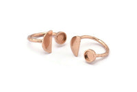 Rose Gold Ring Settings, Rose Gold Plated Brass Moon And Planet Ring With 1 Stone Setting - Pad Size 6mm R053 Q0604