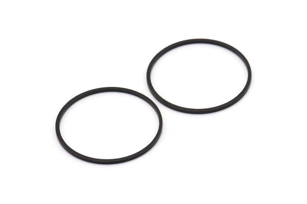 28mm Circle Connectors, 12 Oxidized Black Brass Circle Connectors (28x1x1mm) A2254 S672