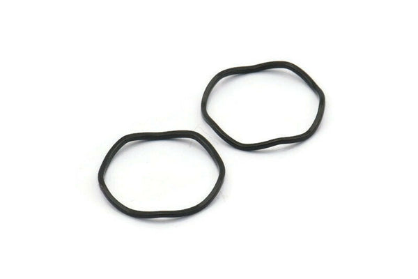 Black Circle Rings, 24 Oxidized Black Brass Wavy Circle Rings, Charms (16.5x0.80mm) BS 1757 H1316