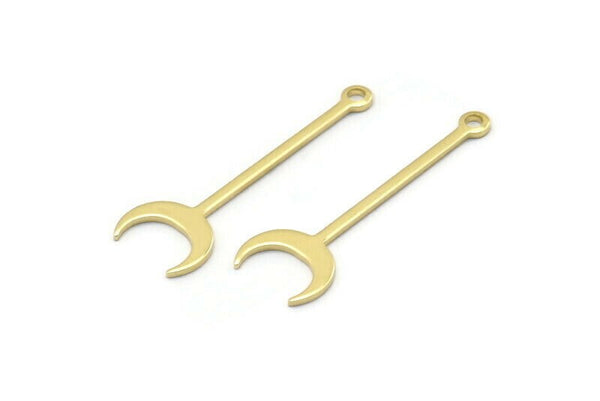 Brass Moon Charm, 24 Raw Brass Crescent Charms With 1 Loop (30x9x0.80mm) M02039