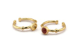 Gold Ring Settings, 2 Gold Plated Brass Round Ring With 1 Stone Setting - Pad Size 5mm N1553