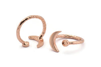 Rose Gold Ring Settings, 2 Rose Gold Plated Brass Moon And Planet Ring With 1 Stone Setting - Pad Size 3mm N1020 Q0954