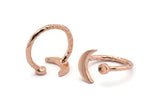 Rose Gold Ring Settings, 2 Rose Gold Plated Brass Moon And Planet Ring With 1 Stone Setting - Pad Size 3mm N1020 Q0954