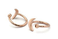 Rose Gold Ring Settings, 2 Rose Gold Plated Brass Moon And Planet Ring With 1 Stone Setting - Pad Size 3mm N1020 Q0954