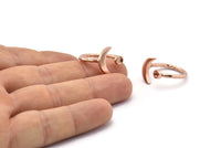 Rose Gold Ring Settings, 2 Rose Gold Plated Brass Moon And Planet Ring With 1 Stone Setting - Pad Size 3mm N1020 Q0954