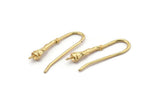 Gold Ear Wires, Earring Hooks, 4 Gold Plated Brass Earring Setting for Pearl, Gold Findings, Crafts (23mm) BS 1708