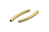 Raw Brass Noodle Tube Beads, 24 Raw Brass Curved Tubes (3x32mm) Bs 1416