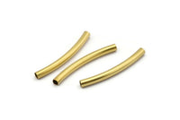 Raw Brass Noodle Tube Beads, 24 Raw Brass Curved Tubes (3x32mm) Bs 1416