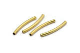 Raw Brass Noodle Tube Beads, 24 Raw Brass Curved Tubes (3x32mm) Bs 1416