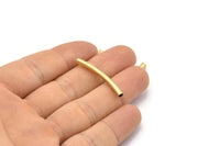 Raw Brass Noodle Tube Beads, 24 Raw Brass Curved Tubes (3x32mm) Bs 1416