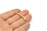 Raw Brass Noodle Tube Beads, 24 Raw Brass Curved Tubes (3x32mm) Bs 1416