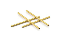 Raw Brass Tubes - 25 Raw Brass Tube Beads (3x60mm) Bs 1446