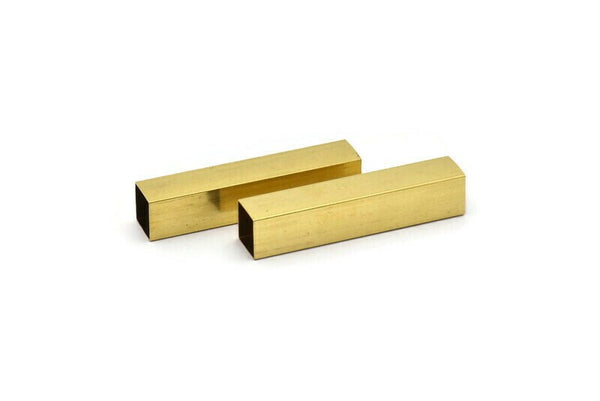 Brass Tube Beads, 6 Huge Raw Brass Square Tubes (10x50mm) Bs 1511