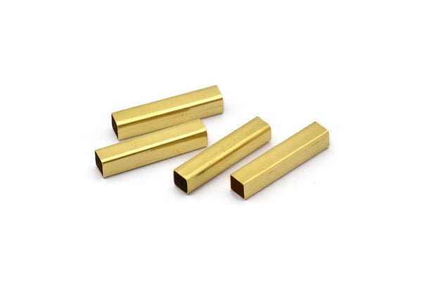 Geometric Spacer Bead, 50 Raw Brass Square Tubes (4x20mm) Bs 1589 A0715