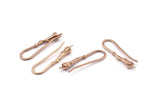 Rose Gold Ear Wires, 4 Rose Gold Plated Brass Earring Setting for Pearl, Findings, Crafts (23mm) BS 1708