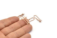 Rose Gold Ear Wires, 4 Rose Gold Plated Brass Earring Setting for Pearl, Findings, Crafts (23mm) BS 1708