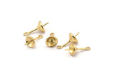 Gold Ear Hooks, 6 Gold Plated Brass Earring Setting With 1 Loop, Connectors, Findings (17x7.5mm) BS 2215