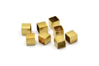 Geometric Square Tube Bead, 50 Raw Brass Square Tubes  (6x6mm) Bs 1627