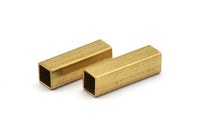 Geometric Tube Beads,12 Raw Brass Tube Square Shape (20x6x0.5mm) Bs-1670