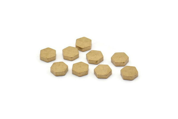 Brass Hexagon Blank, 25 Raw Brass Hexagon Stamping Blanks, Stamping Tags (6x2mm) D0125