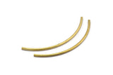 Raw Brass Tube, 25 Raw Brass Curved Tubs (2x60mm) D0201