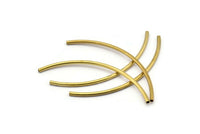 Raw Brass Tube, 25 Raw Brass Curved Tubs (2x60mm) D0201