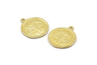 Brass Libra Charm, 4 Raw Brass Libra Charms With 1 Loop (17x20mm) F-97