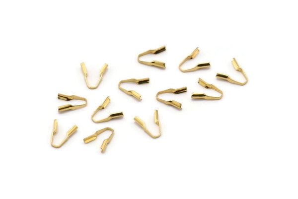 Snake Chain End Caps, 50 Raw Brass Snake Chain Parts, End Caps, Jewelry Findings (1mm) D0471