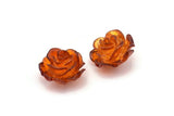 4 PCS Syenthetic Amber 20 mm Red Rose Flower Cabochons Y305  Y035