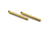 Brass Slide On End, 24 Raw Brass Slide On End Clasps for Seed Beads, Findings, Bracelets (40x4mm) BS 2120