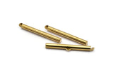 Brass Slide On End, 24 Raw Brass Slide On End Clasps for Seed Beads, Findings, Bracelets (40x4mm) BS 2120