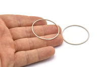 35mm Silver Rings - 24 Antique Silver Plated Brass Circle Connectors (35x1mm) Bs 1087 H0010