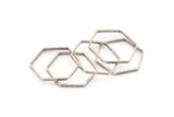 Antique Silver Hexagon Charm, 24 Antique Silver Plated Hexagon Ring Charms (25x0.8x2mm) Bs 1189 H0206