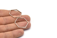 Antique Silver Hexagon Charm, 24 Antique Silver Plated Hexagon Ring Charms (25x0.8x2mm) Bs 1189 H0206