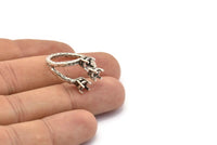 Adjustable Ring Settings - Antique Silver Plated Brass 4 Claw Ring Blanks - Pad Size 4mm N0323 H0123