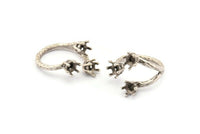 Adjustable Ring Settings - Antique Silver Plated Brass 6 Claw Ring Blank - Pad Size 5mm N0322 H0122