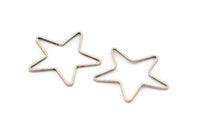 Antique Silver Star Charm, 12 Antique Silver Plated Brass Open Star Charms (24x0.8x0.6mm) BS 1078 H0136