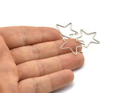 Antique Silver Star Charm, 12 Antique Silver Plated Brass Open Star Charms (24x0.8x0.6mm) BS 1078 H0136