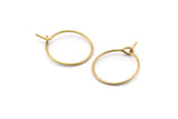 15mm Earring Hoops, 50 Raw Brass Earring Wires  (15x0.70mm) E353